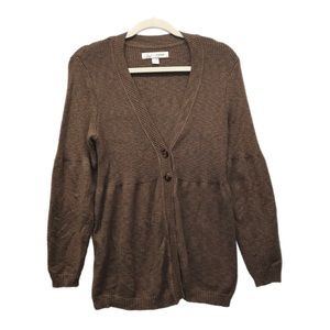 Soft by Avenue Cardigan Women’s‎ Size 14/16 Brown Speckled 2 Button Knit Sweater